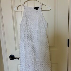 White House Black Market White Crochet Midi Halter Dress